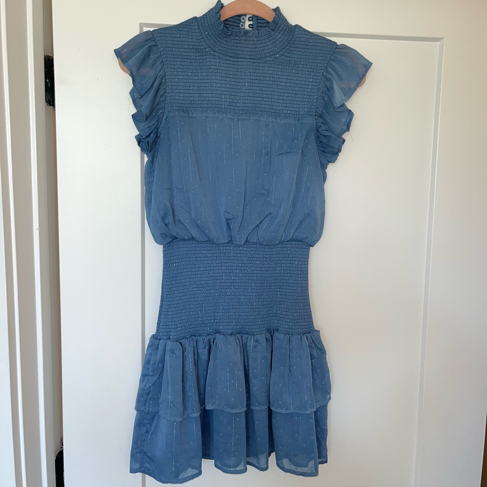 Aqua cinched waist dress
